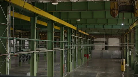 Empty Spacious Industrial Loft Interior with Steel Structure Stock Footage 332765579