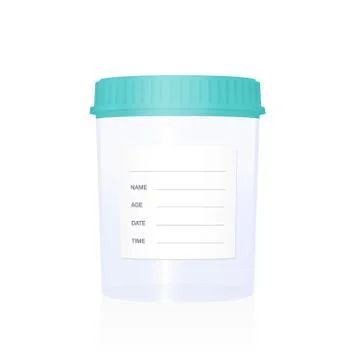 Empty Specimen Cup Blank Label Medical Examination Checkup Stock Illustration