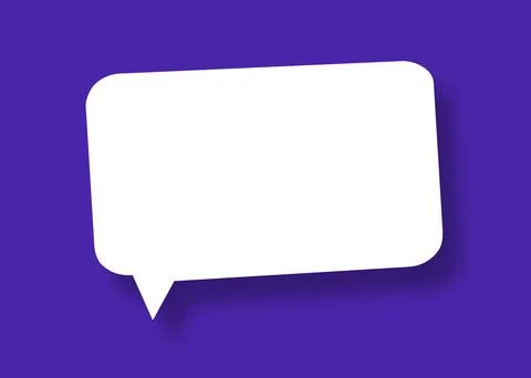 Empty speech balloon shape white paper isolated on blue background communic.. Ilustración de archivo