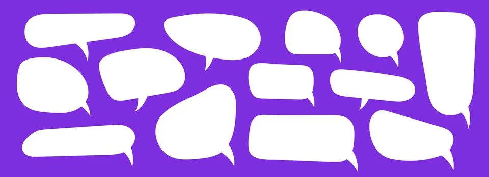 Empty speech bubble collection. Blank cartoon text box set. Comic chat message Stock Illustration