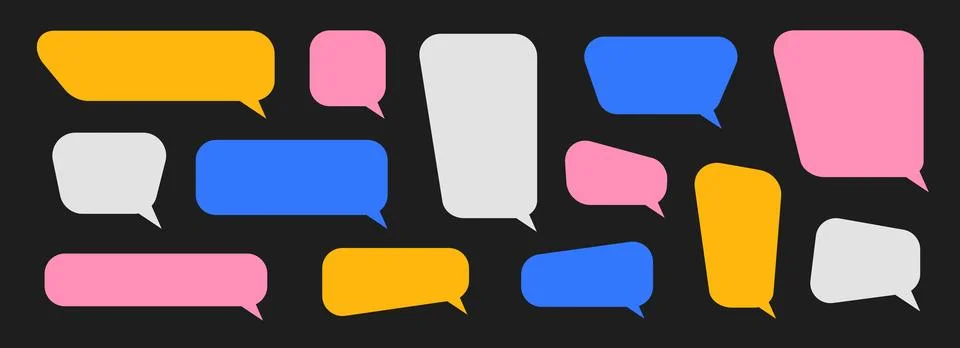 Empty speech bubble collection. Colorful cartoon text box set. Comic chat Stock Illustration