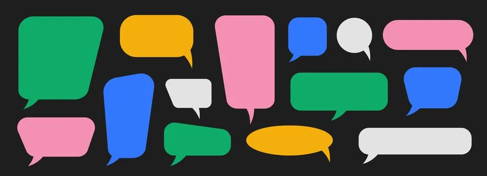 Empty speech bubble collection. Colorful cartoon text box set. Comic chat Stock Illustration