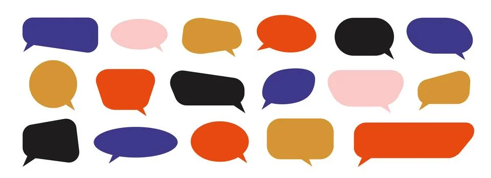 Empty speech bubble collection. Colorful comic text box set. Cartoon chat Stock Illustration