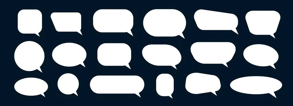 Empty speech bubble collection. White cartoon text box set. Comics chat message Stock Illustration