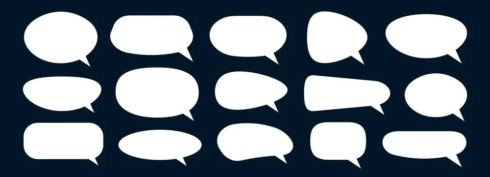 Empty speech bubble collection. White cartoon text box set. Comic chat message Stock Illustration