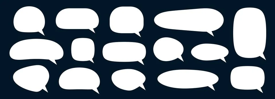 Empty speech bubble collection. White cartoon text box set. Comic chat message Stock Illustration