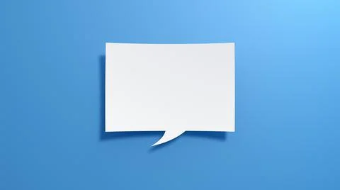 Empty Speech Bubble. Design with white cut out paper. 3D Render. Stock Illustration