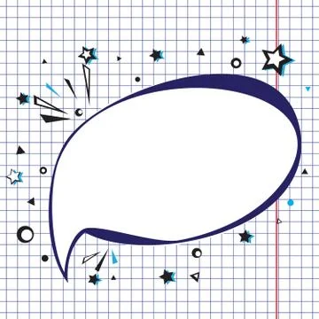 Empty speech bubble drawn on notebook sheet. Concept of education, e-learning Stock-Illustration