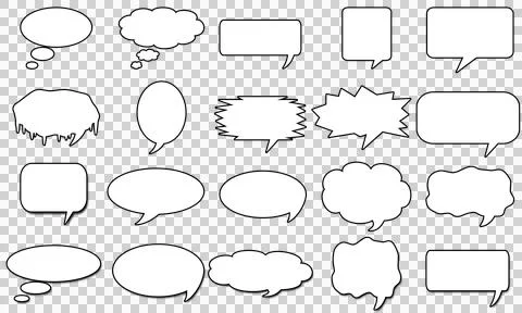 Empty speech bubble with edge, blank, white, black edge Ilustração Stock