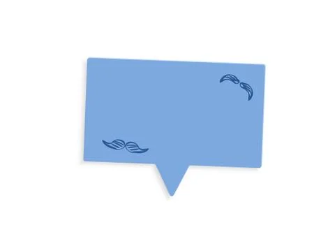 Empty speech bubble with mustaches decoration isolated on white background.   Stock Illustration