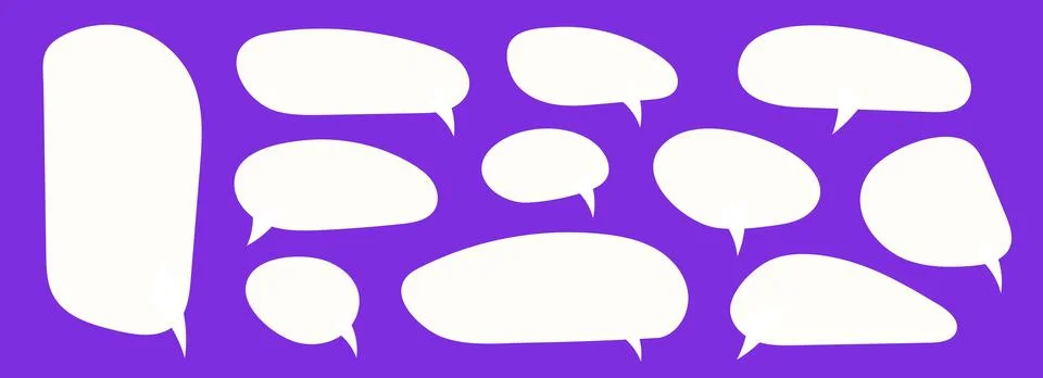 Empty speech bubble set. Blank comic text box collection. Cartoon chat message Stock Illustration