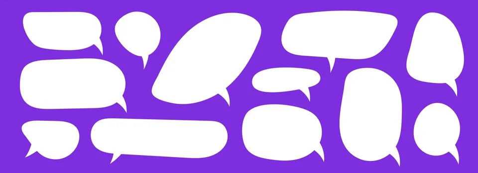 Empty speech bubble set. Blank cartoon text box collection. Comic chat message Stock Illustration