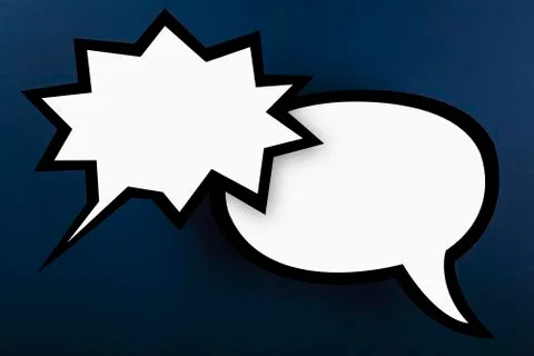 Empty speech bubbles against blue background Illustrazione stock