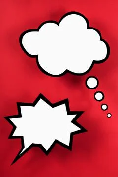 Empty speech bubbles against red background Illustrazione stock