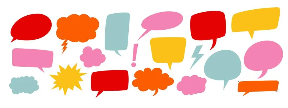 Empty speech bubbles and thinking sign symbols. Vector illustration Stock Illustration