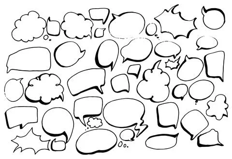 Empty speech bubbles in the style of a comic book. a hand-drawn vector set of Stock Illustration
