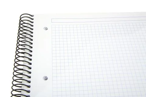 Empty spiral blank notebook on a white background Foto stock