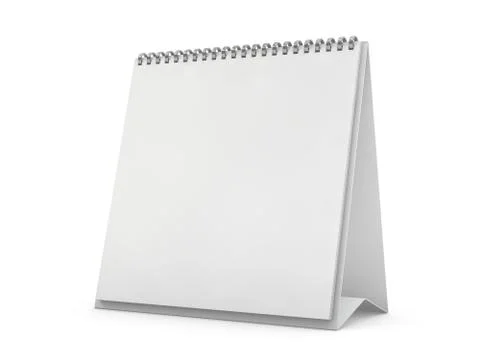 Empty square desk calendar on table. Mockup design concept. 3D Illustrazione stock