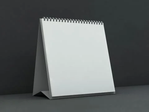 Empty square desk calendar on table. Mockup design concept. 3D Stock Photos