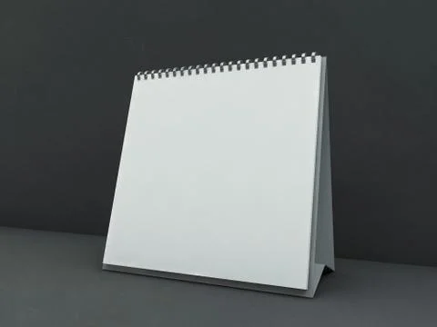 Empty square desk calendar on table. Mockup design concept. 3D Foto stock
