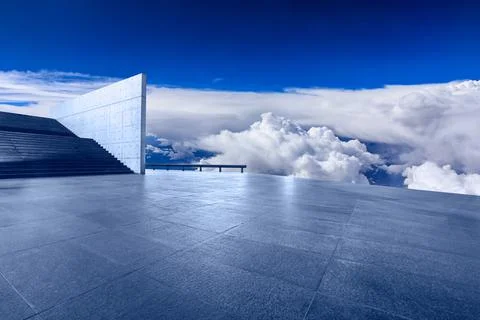 Empty square floor and sky cloud scenery. Stock Photos