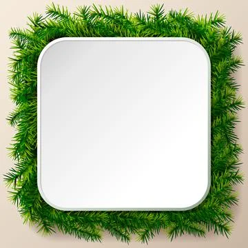 Empty square frame of christmas tree twigs Stock Illustration