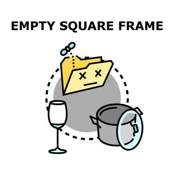 Empty square frame concept with missing data and kitchenware Stock Illustration