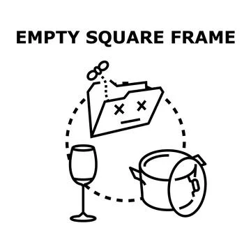 Empty square frame concept with missing data and kitchenware Stock Illustration