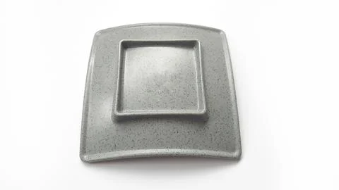 Empty square grey plate with ceramic melamin material on back view Stock Photos