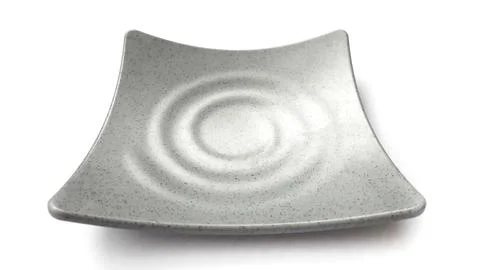 Empty square grey plate with ceramic melamin material Foto stock