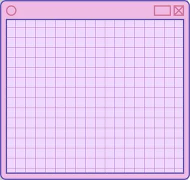 Empty square grid is being shown in pink computer window, showing icons, Illustrazione stock