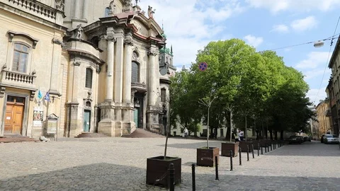 Empty square of Lviv. Stock Footage 130029318