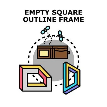 Empty square outline frames with concept of illusion Stock Illustration