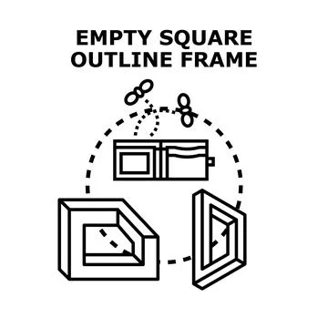 Empty square outline frames with concept of illusion Stock Illustration