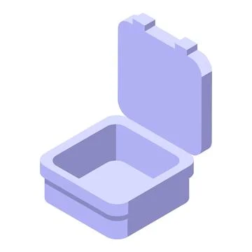 Empty square plastic container box opened isometric view Stockillustratie