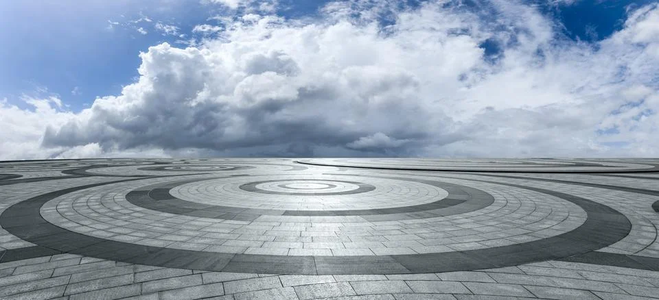 Empty square platform and sky cloud background Stock Photos