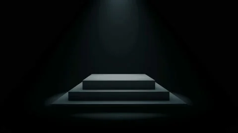 Empty square podium, pedestal or platform illuminated by volume spotlights. Stock Footage 105284003
