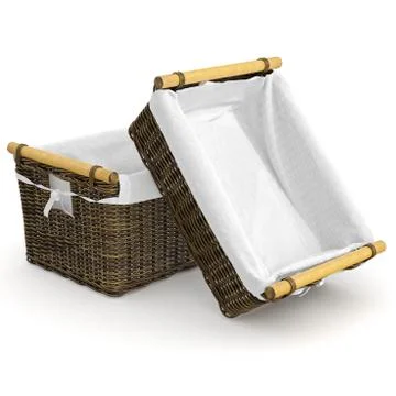 Empty square shape wicker baskets Illustrazione stock