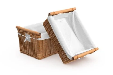 Empty square shape wicker baskets Illustrazione stock