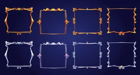 Empty square silver and gold frames medieval style Stock Illustration