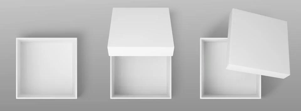 Empty square white box mockups set Stock Illustration