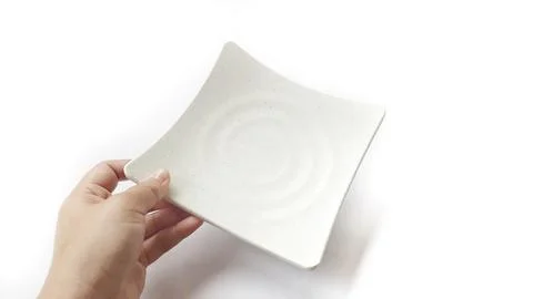 Empty square white plate with ceramic melamin Stock Photos