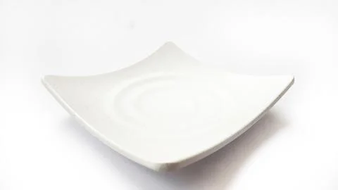 Empty square white plate with ceramic melamin Stock Photos