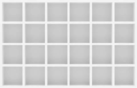 Empty square white shelves, product showcase template background Illustrazione stock