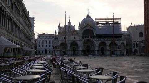 Empty St Marks square,Venice, early in the morning. Stock Footage 70092768