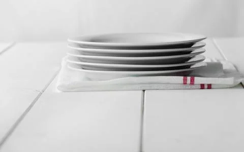 Empty stack of dishes Stock Photos