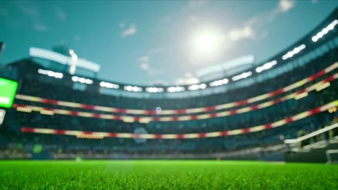 Empty stadium arena with animated fans crowd in the sunny day lights Stock Footage 164440675
