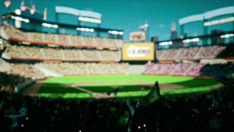 Empty stadium arena with animated fans crowd in the sunny day lights Stock Footage 164442017