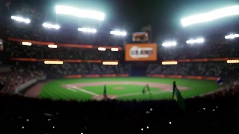 Empty stadium arena with animated fans crowd in the night lights Stock Footage 164733761