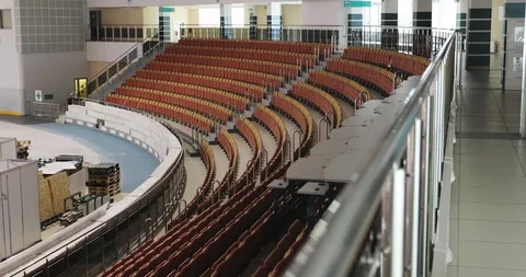 Empty stadium with lots of red seats Stock Footage 90219518